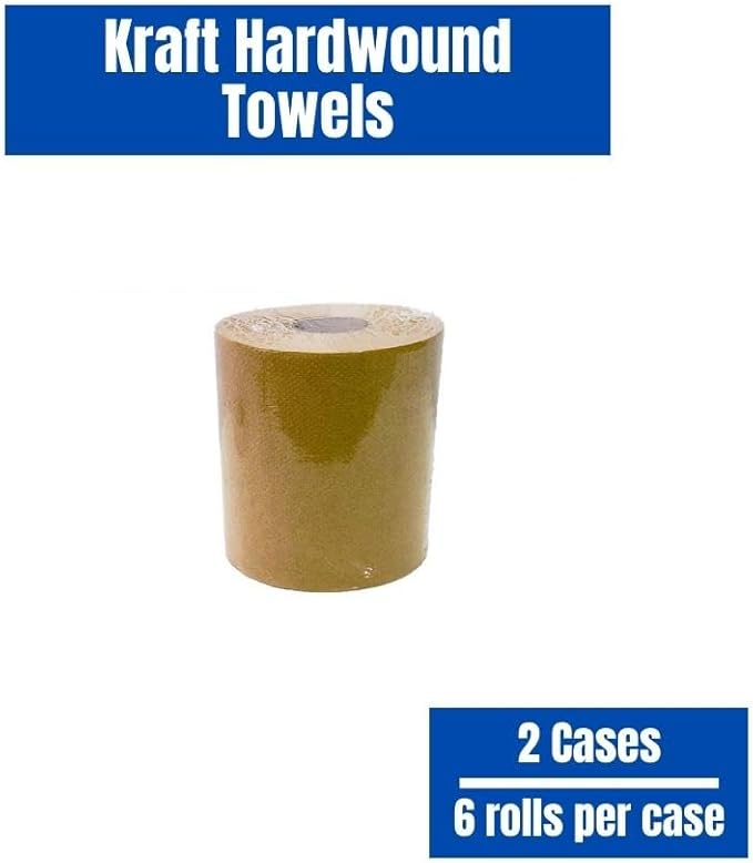 Commercial Hardwound Paper Towel Rolls, Brown 12 Pack, 8 Inch x 800 Feet, 1-Ply, 2 Inch Core, Fits Universal Dispenser