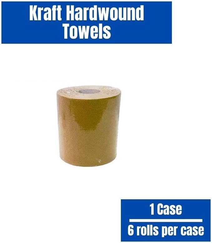 Shield Care Commercial Hardwound Paper Towel Rolls, Brown 6 Pack, 8 Inch x 800 Feet, 1-Ply, 2 Inch Core, Fits Universal Dispenser