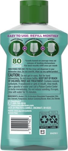 Cascade Platinum Dishwasher Rinse Aid, 8.45 fl oz (Packaging May Vary)