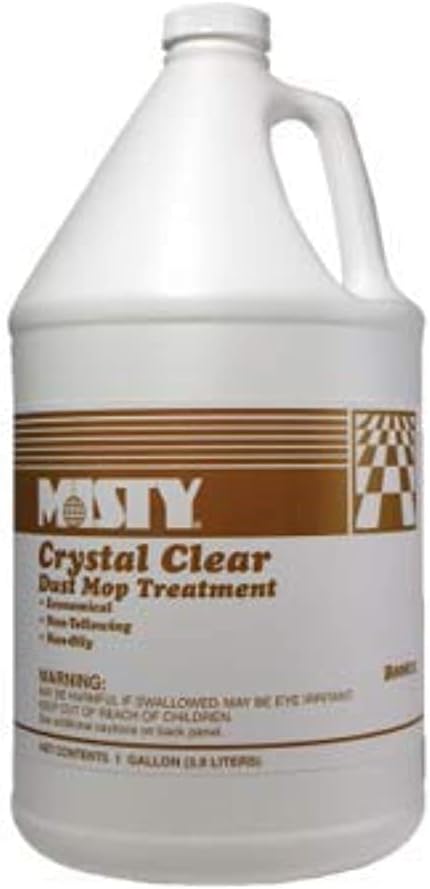 MISTY Crystal Clear Dust Mop Treatment - 1 Gallon (Case of 4) 1003411 - Helps in Removal of Dirt, and Abrasive Matter from Wood, Asphalt, Linoleum, Vinyl, VCT, Rubber, Concrete, and Gym Floors