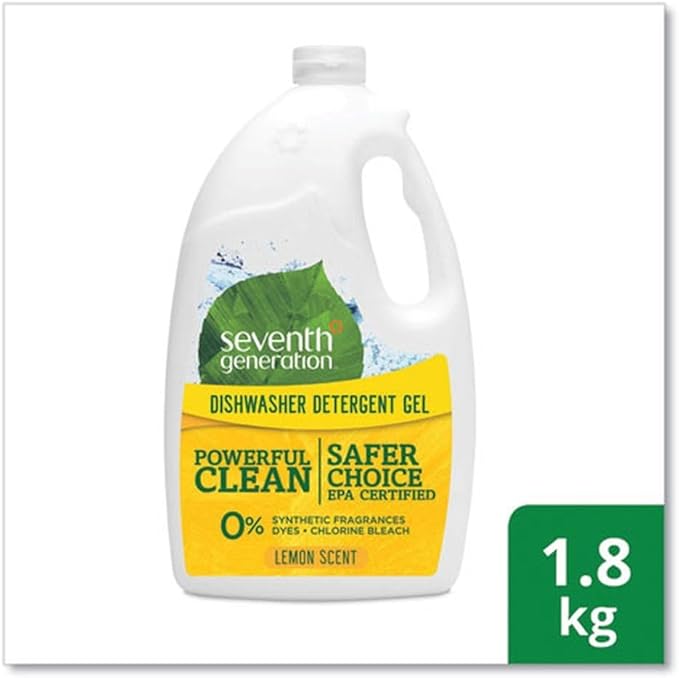 Seventh Generation 22831CT Natural Automatic Dishwasher Gel, Lemon, Jumbo 70 oz Bottle, 6/CT