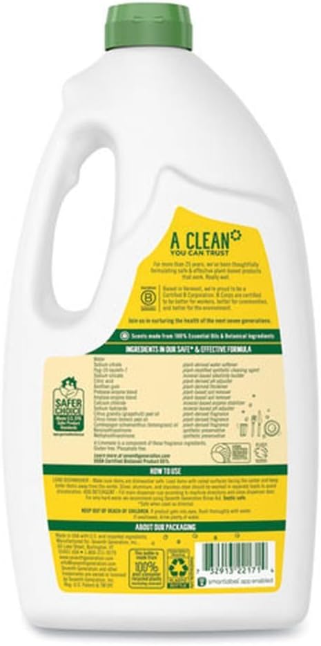 Seventh Generation Lemon Scented Automatic Dishwasher Gel (6x45 OZ) (Value Bulk Multi-pack)