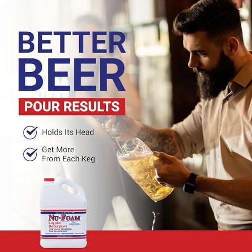 Nu-Foam Liquid Detergent for Bar Glassware – Original Streak-Free Solution - Hand Washing Bar, Tavern, Brewery Supplies - Spotless Serving Glasses - Concentrated - Easy On Hands - 3.5 Gallon Pail