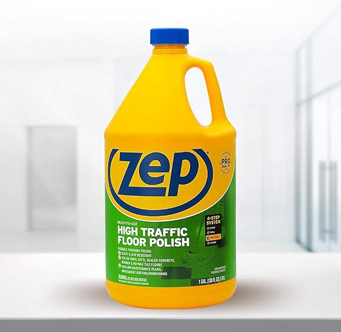 Zep High Traffic Floor Polish - 1 Gal (Case of 2) ECZUHTFF1282- Scuff-Resistant Durable Finish for Vinyl, Concrete, Rubber, Tile, and Terrazzo Floors