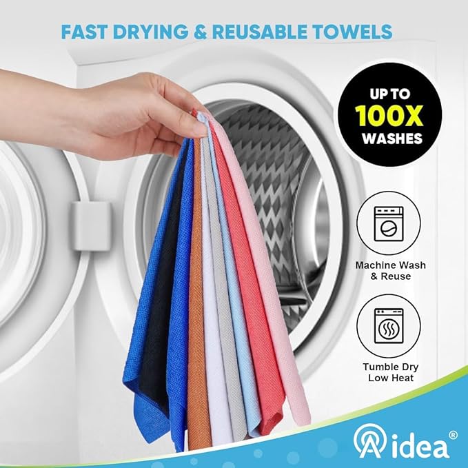 AIDEA Microfiber Cleaning Cloth 330 Sheets 6 Roll, Black Microfiber Towels for Cars, Shop Rags Washable, Cleaning Rags Reusable Paper Towels for Automotive, Mechanic, Workshops, House, 11×9"