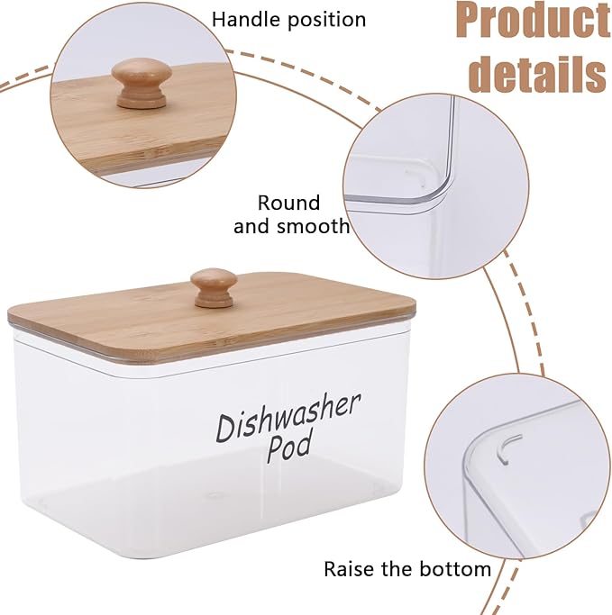 2 Pack Laundry Pods Container, Acrylic Dishwasher Pods Holder with Lid, Laundry Powder Container, Detergent Holder, Organization & Storage for Home, Kitchen, Office
