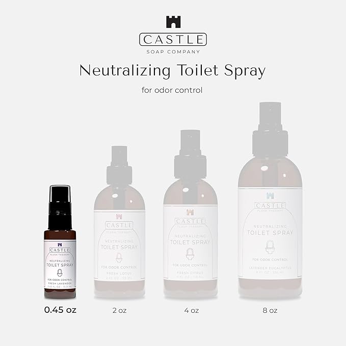 Castle Flush Therapy Neutralizing Toilet Spray | Odor Control: Mist Over the Water Surface, Go, Then Flush | Bathroom Freshening | Neutralizes Odors | Lavender and Eucalyptus | 0.45 oz (2 Pack)