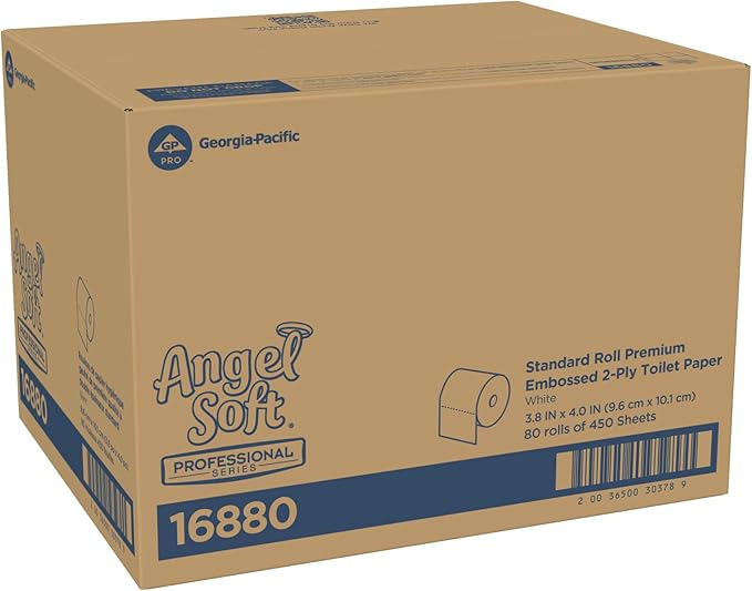 Georgia-Pacific Angel Soft Toilet Paper, 16880, Bulk Case of 80 Rolls, 450 Sheets Per Roll, Individually Wrapped, 2-Ply Soft and Strong Toilet Tissue