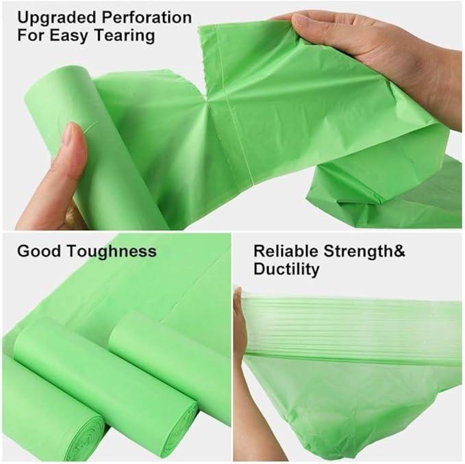 Biodegradable Large Trash Bags 13+ Gallon Tall Kitchen Gecyclable Waste Bags, Heavy Duty 1.18 Mil & Leakproof, 50 Liter Bin Liners for Lawn Yard,Home,Office (60 Count) Green