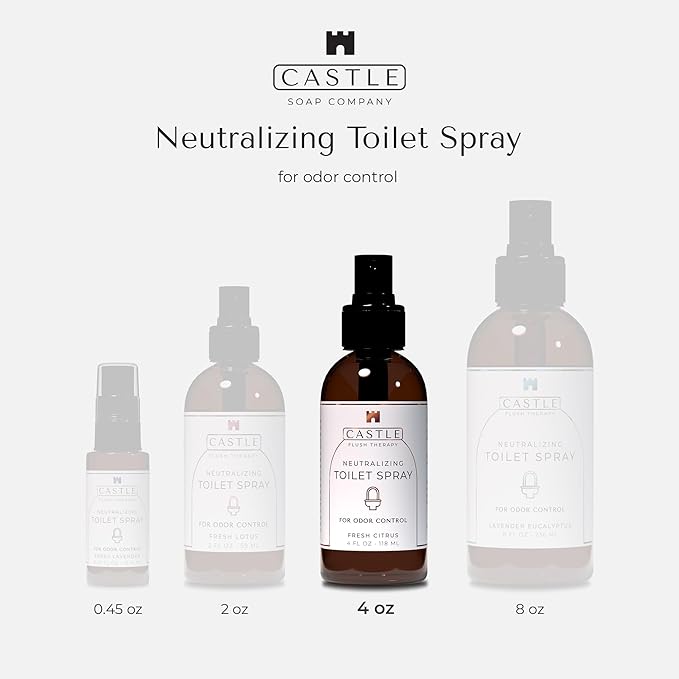 Castle Flush Therapy Neutralizing Toilet Spray | Odor Control: Mist Over the Water Surface, Go, Then Flush | Bathroom Freshening | Neutralizes Odors at the Source | Fresh Lotus | 4 oz
