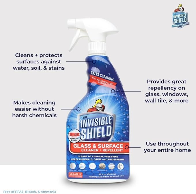 Invisible Shield Glass & Surface Cleaner 32 fl. oz. Cleans and Protects on multi surfaces by UNELKO- Clean-X (3)