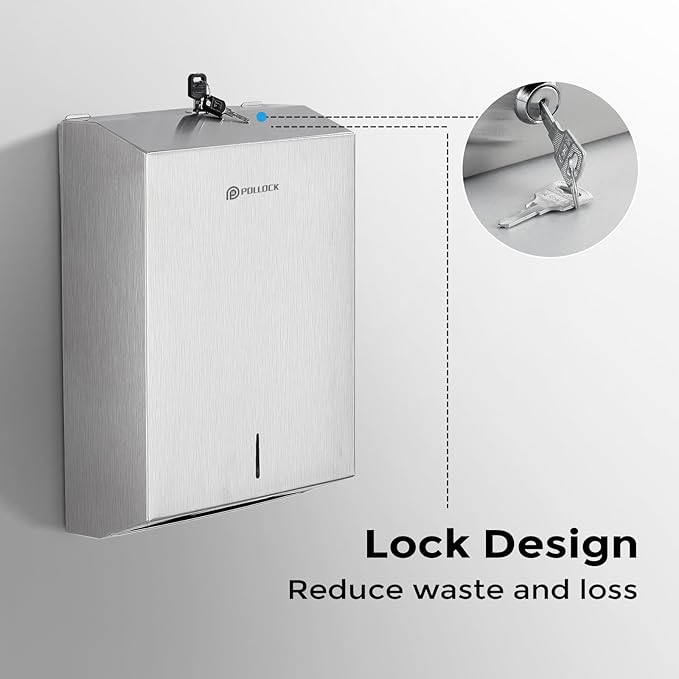 Commercial PaperTowel Holder Dispenser Wall Mount,Stainless Steel Bathroom Paper Towel Holder,Toilet Paper Napkin Holder,C Fold Multifold Trifold Paper Towel Dispenser,Hand Towel Dispenser