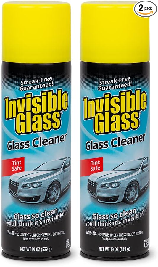 Invisible Glass 91164-2PK Premium Aerosol Glass Cleaner Spray for Car Windshields and Windows, Automotive and Home Window Cleaner, Streak-Free, Ammonia-Free, Tint-Safe – 19 oz (Pack of 2)