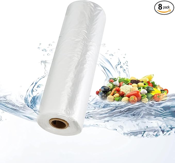 14x20 Plastic Produce Bags on a Roll - Clear Plastic Bags for Food, Vegetable, Fruits, Bread, Pet Bags and Grocery Clear Bag- 350 Bags/roll (8 Rolls), FBA-PB1420-8-US