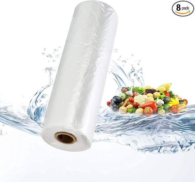12x16 Plastic Produce Bags on Roll - Clear, 350 Bags per Roll (8 Rolls); Ideal for Food, Vegetables, Fruits, Bread, Pets and Groceries