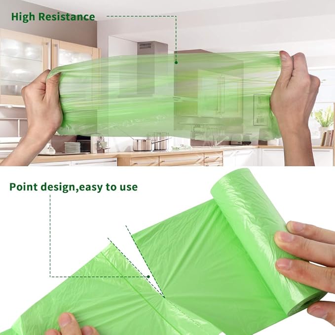 Biodegradable Trash Bags 4-6 Gallon, 100 Counts, Extra Thick Small Trash Bag Recycling Garbage Bags For Kitchen Bathroom Yard Office Wastebasket Car