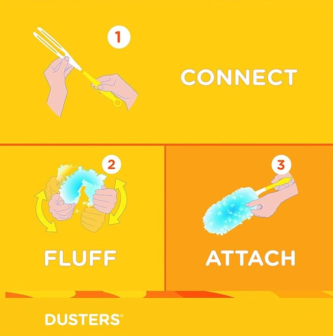 360° Heavy Duty Duster Refills for Swiffer,40 Count Duster Refills with 2 Handle,Dusting Furniture, Blinds, Ceiling Fans, Walls, Feather & Microfiber, Unscented,Disposable