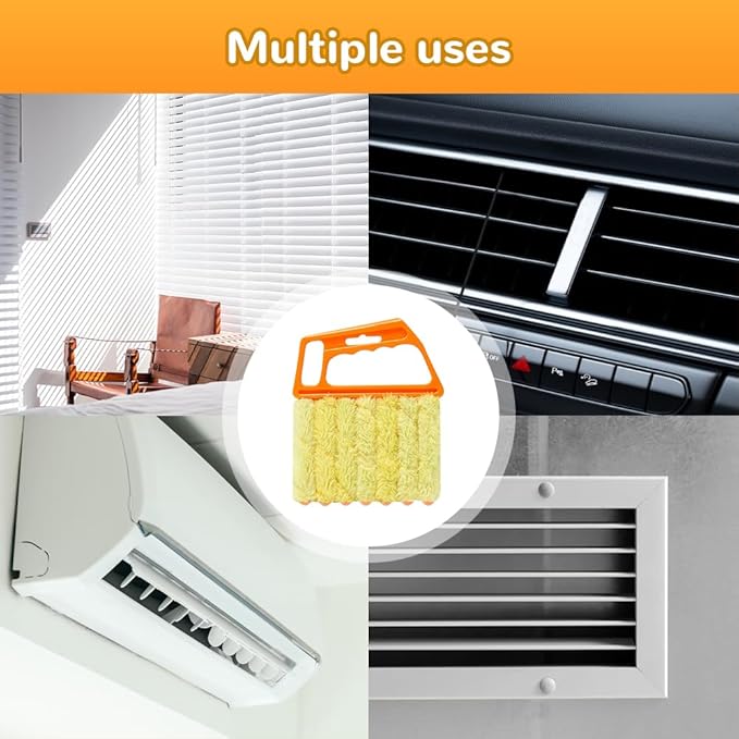 Blind Cleaner Duster Tool, 2026 New Blind Dusters for Cleaning,Cleaning Brush,7 Finger Dusting Cleaner Tool for Window & Air Conditioner,Window Blinds Cleaner Microfiber Washable (Yellow-2PCS)