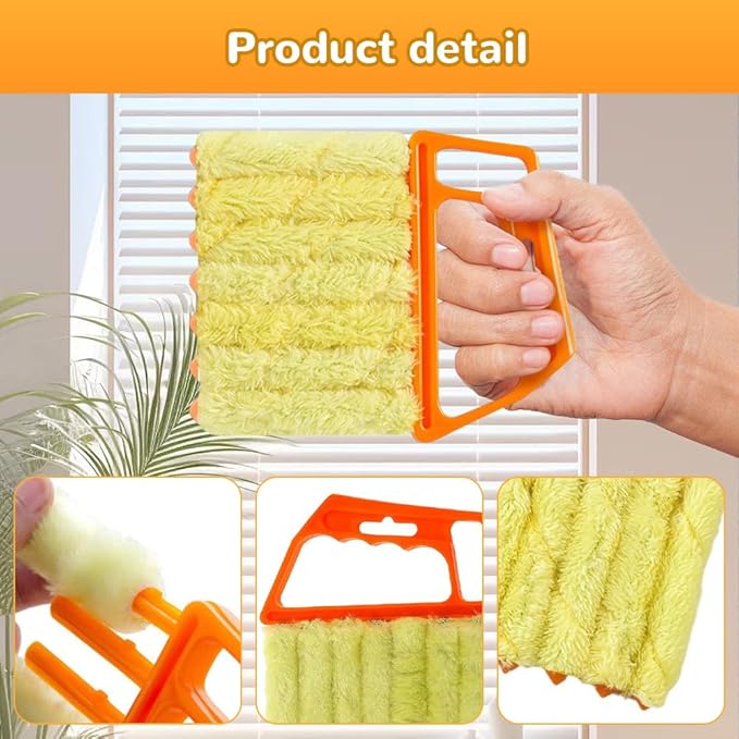 Blind Cleaner Duster Tool, 2026 New Blind Dusters for Cleaning,Cleaning Brush,7 Finger Dusting Cleaner Tool for Window & Air Conditioner,Window Blinds Cleaner Microfiber Washable (Yellow-2PCS)