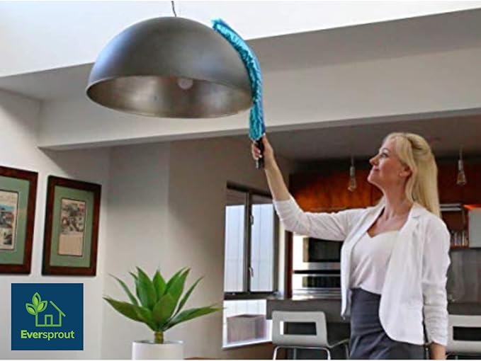 EVERSPROUT Flexible Microfiber Ceiling & Fan Duster (Pole Sold Separately) | Extra-Long 25'' Duster | Removable & Washable Sleeve | Bends to Clean Any Fan Blade | Twists onto Standard Threaded Poles