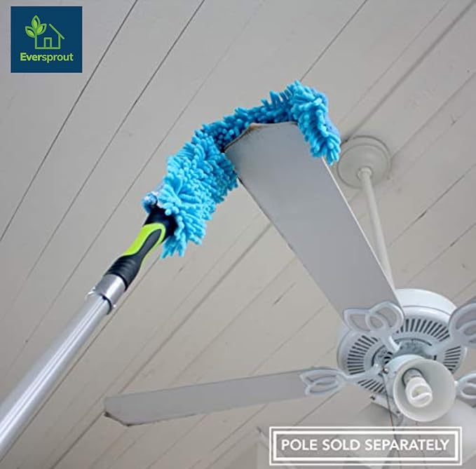 EVERSPROUT Flexible Microfiber Ceiling & Fan Duster (Pole Sold Separately) | Extra-Long 25'' Duster | Removable & Washable Sleeve | Bends to Clean Any Fan Blade | Twists onto Standard Threaded Poles