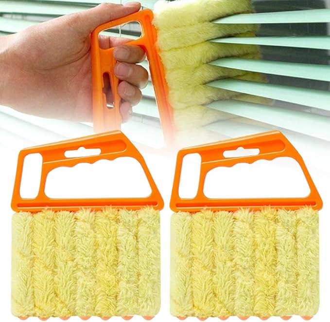 Blind Cleaner Duster Tool, 2026 New Blind Dusters for Cleaning,Cleaning Brush,7 Finger Dusting Cleaner Tool for Window & Air Conditioner,Window Blinds Cleaner Microfiber Washable (Orange-2PCS)