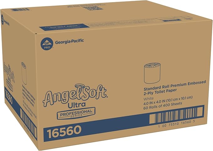 Georgia-Pacific Angel Soft Ultra Professional Series 2-Ply Embossed Toilet Paper by GP PRO (Georgia-Pacific), 16560, Paper, 60 Count (Pack of 1), White 24000 sheets per case