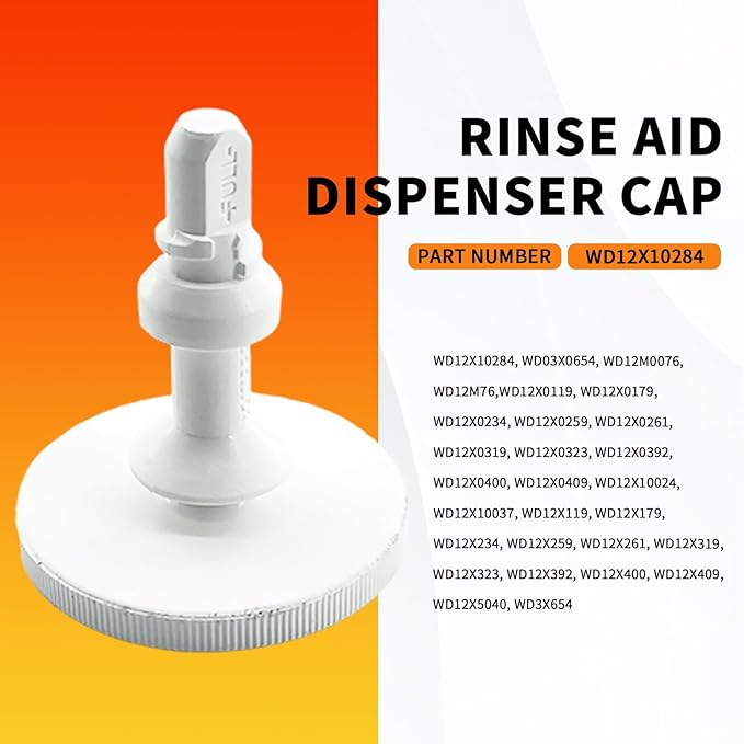 WD12X10284 Dishwasher Rinse Aid Fill Cap for GE Hotpoint JC Penney Kenmore and Montgomery Ward Replace WD12X24238 WD12X409 WD12X10024 1472897, Rinse Aid Dispenser Cap