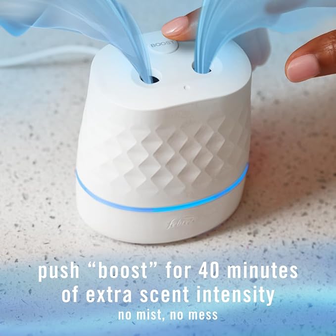 Febreze Plug Scent Booster Continuous Scent Device Oil Diffuser + Compatible Plug in Air Freshener, Odor-Fighting Scented Oil Refills, Holiday Mix