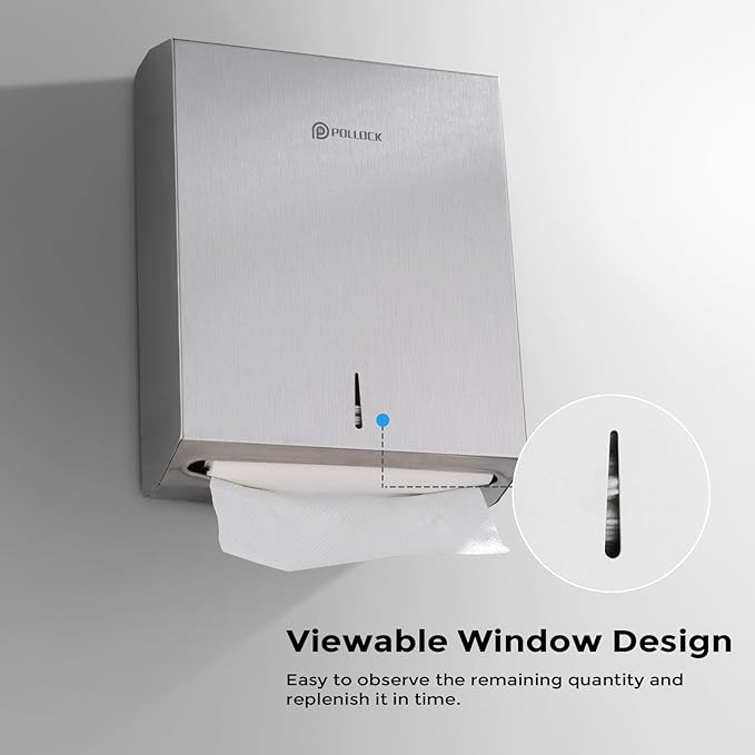 Commercial PaperTowel Holder Dispenser Wall Mount,Stainless Steel Bathroom Paper Towel Holder,Toilet Paper Napkin Holder,C Fold Multifold Trifold Paper Towel Dispenser,Hand Towel Dispenser