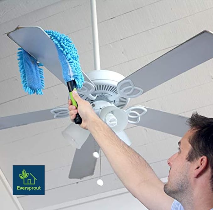 EVERSPROUT Flexible Microfiber Ceiling & Fan Duster (Pole Sold Separately) | Extra-Long 25'' Duster | Removable & Washable Sleeve | Bends to Clean Any Fan Blade | Twists onto Standard Threaded Poles