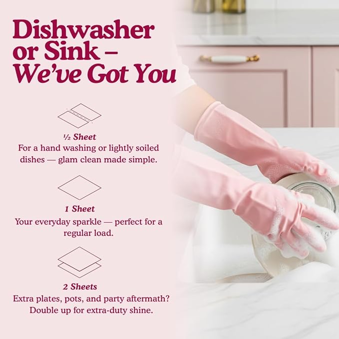 Glory Days Dishwasher Sheets – Citrus Socialite | Eco Friendly, Clean Dishwasher Detergent | Dual Enzyme, Plastic-Free, Vegan | 30 Count
