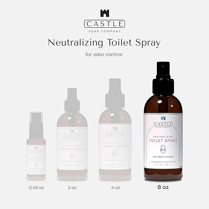 Castle Flush Therapy Neutralizing Toilet Spray | Odor Control: Mist Over the Water Surface, Go, Then Flush | Bathroom Freshening | Neutralizes Odors at the Source | Lavender and Eucalyptus | 8 oz