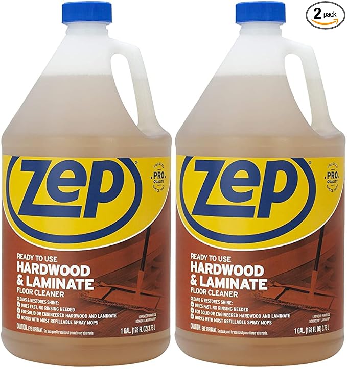 Zep Hardwood and Laminate Floor Cleaner - 1 Gallon (Pack of 2) ECZUHLF1282 - Cleans Spots, Stains, and Scuffs. Restores Shine on Hardwood, Laminate, Cabinet Doors, Crown Molding, and More