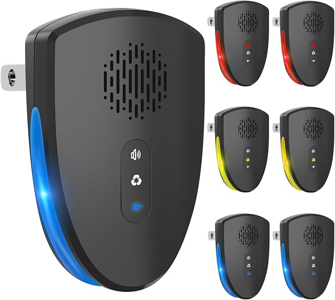 Ultrasonic Pest Repeller,2025 Upgraded Mosquito Repellent,Electronic Rodent Repellent Indoor,Pest Control for Insect,Roach,Mouse,Bugs,Spider Repeller for House,Garage,Warehouse-6 Pack -3 Mode