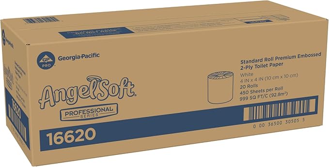Georgia-Pacific Angel Soft Professional Series 2-Ply Embossed Toilet Paper, 16850, 450 Sheets Per Roll, 60 Rolls Per Case