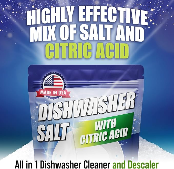 IMPRESA Dishwasher Rinse Aid Salt - 4 Lb - Citric Acid Cleaner & Descaler - Hard Water Stain Remover & Detergent Booster