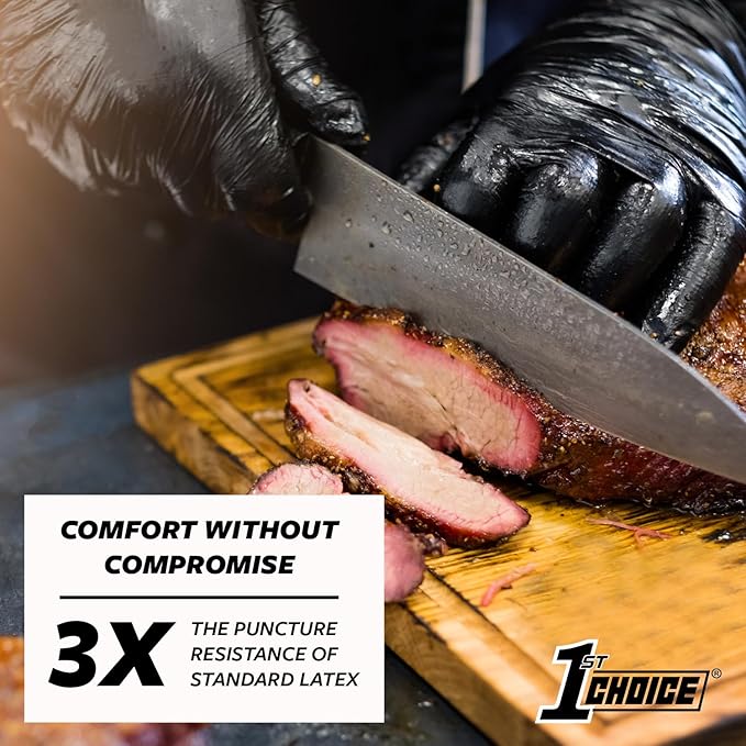 1st Choice Black Nitrile Gloves Disposable Latex-Free 5 Mil Textured for Cooking, Cleaning, Food Prep, X- Large, Case of 1000