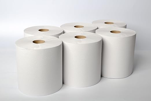 Karat Commercial Paper Towel Rolls, Absorbent & Sturdy for High Traffic Areas, White (Pack of 6)
