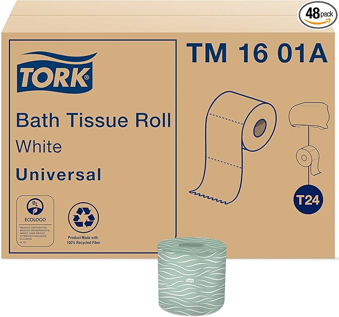Tork Universal Bath Tissue Roll, 2-Ply, 48 rolls, 500 sheets, TM1601A, White