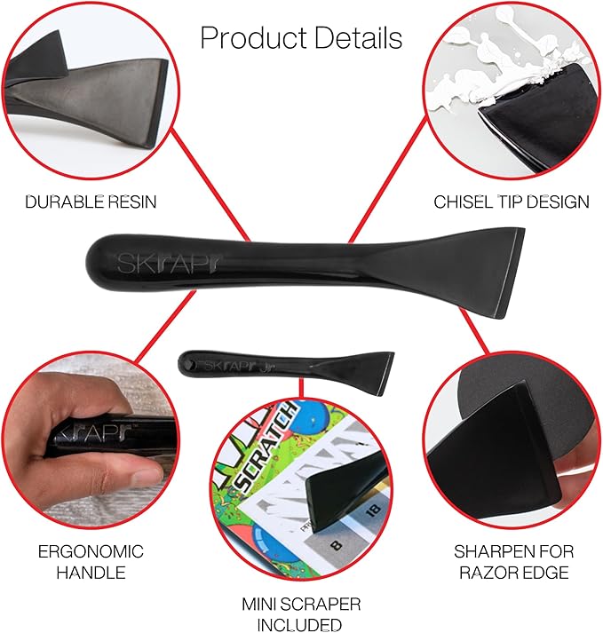 Plastic Scraper Tool, 2 Pack, Non-Scratch, Ergonomic Handle, Heat Resistant (450F), Dishwasher Safe - Clean Ovens, Countertops, Hard Floors, Walls, and Windows