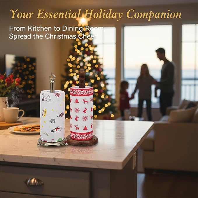 Christmas Kitchen Paper Towels:Disposable Cleaning Towels Xmas Kitchen Tissue Highly Absorbent Hand Towels for Holiday Kitchen Business Resturant (2 rolls)