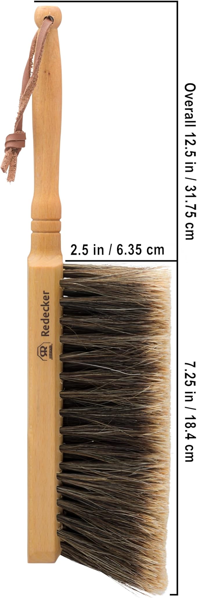 REDECKER Horsehair Hand Brush with Oiled Beechwood Handle, 11-3/4-Inches - Horsehair Brush for Kitchen - Hand Brush Horse Hair Wooden - Horse Hair Hand Broom - Horse Hair Bench Brush