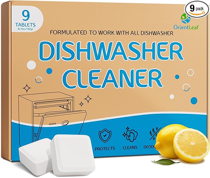 Dishwasher Cleaning Tablets, Lemon Scent 9 Month Supply, Dishwasher Cleaner and Deodorizer, Dish washer Descaler