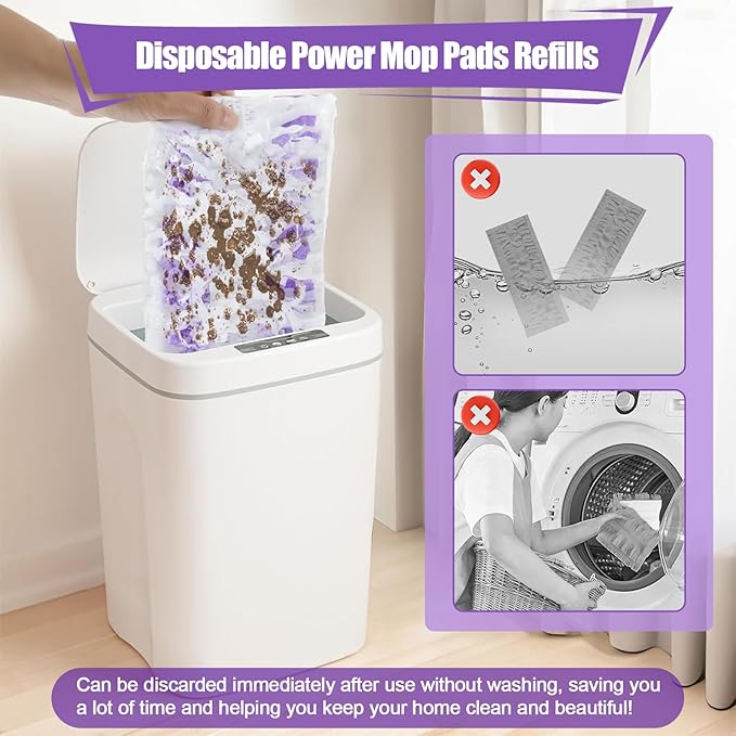 25 Pack Disposable Power Mop Pads for Swiffer PowerMop, 5X Power Mop Refills for Cleaning, 14-Layer Unscented Thickened Multi-Surface Replacement Mopping Pads Refills for Floor Cleaning