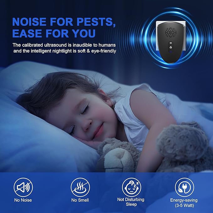 (2026 Upgraded) Ultrasonic Insect & Pest Indoor Repeller, Plug-in Control Device Repellent for Rodent, Mice, Rats, Roaches, Ants, Spiders, Mosquitoes, Bugs, Home, 3 Mode Switching (6 Pack)