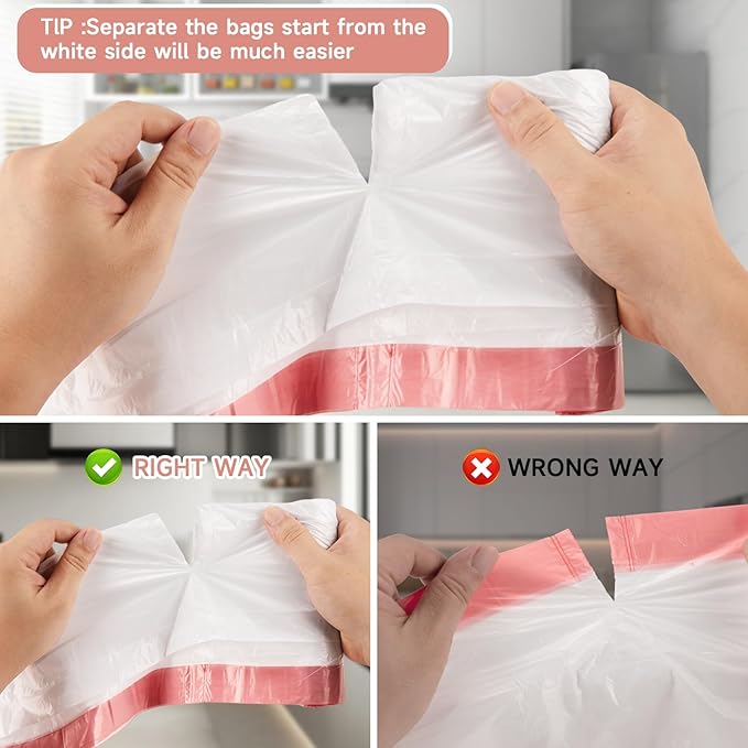 Small Trash-Bags-Bathroom 4 Gallon Drawstring Garbage-Bag - Kitchen Bedroom Car Size Unscented Clear White 90 Count Recycle Plastic Tall Liners for Office Outdoor Garden Waste Basket Can Heihaily