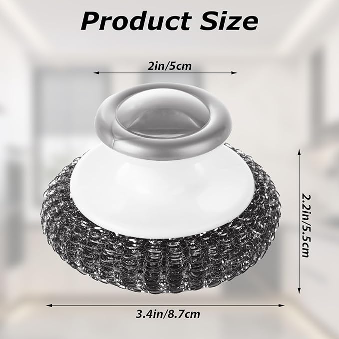 12 Pack Stainless Steel Wool Scrubber with Handle, Steel Wool Scrubber for Cleaning Dishes, Metal Scrubber Pot Scrubbers Can Clean Iron Pots, Stoves, Barbecue Grills, Wash Sink