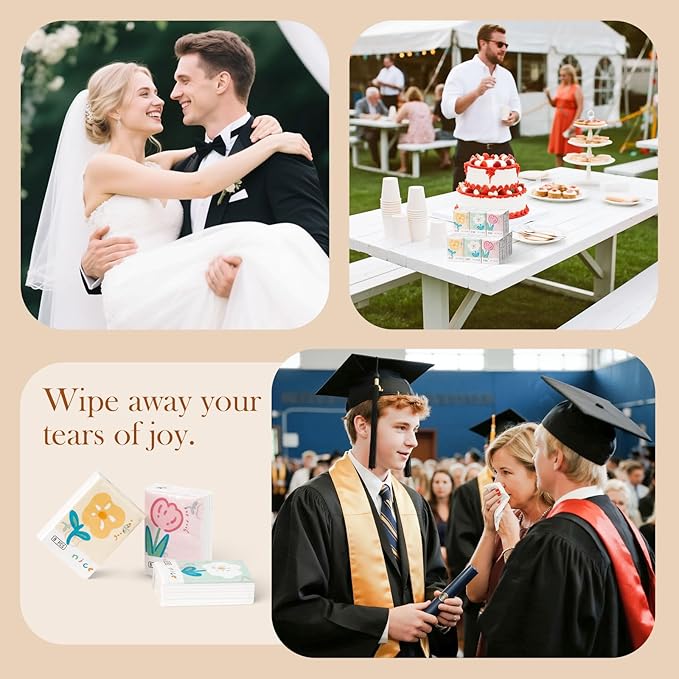 27 Packs Pocket Tissues, Small Travel Size Bulk Facial Paper Towel, Travel Essential, Purse Tissue, Individual Packet, Soft 3 Ply Portable Napkins with Cute Prints for Wedding Party (Floral)