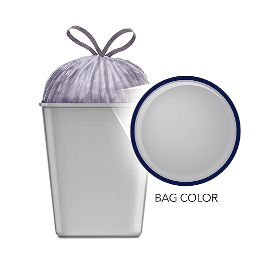 Color Scents Medium Trash Bags - 8 Gallon, 200 Total Bags (8 Packs of 25 Count), Drawstring - Silver Bag in Simply Clean Scent with Microban